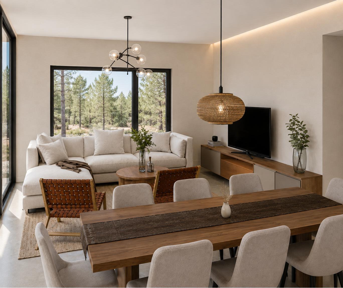 Render del living comedor