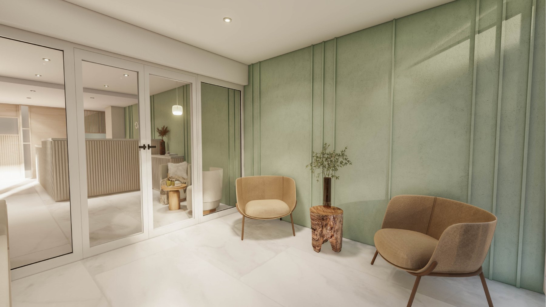 Render de la sala de espera